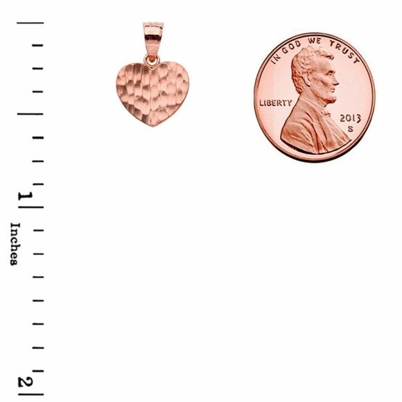 10k Rose Gold Hammered Mini Heart Small Necklace